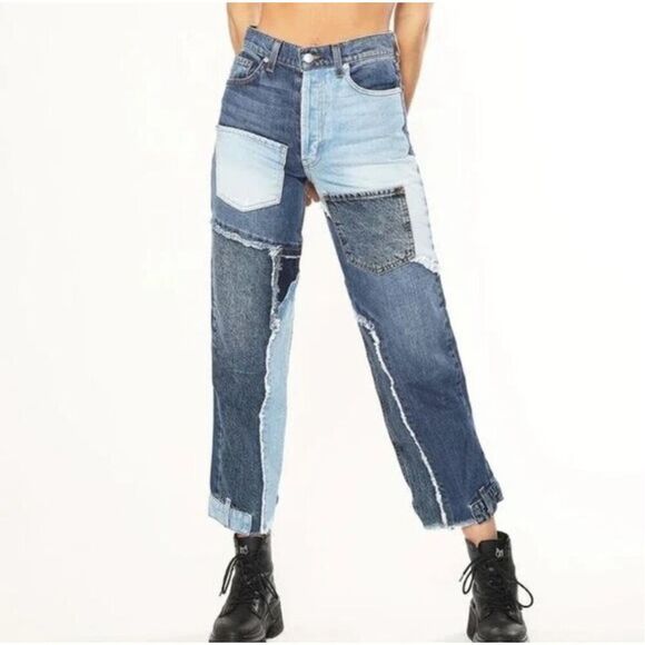 Revice Matchmaker Multicolor Patchwork Straight Leg Jeans-Love at First Sight 28 - Picture 1 of 12